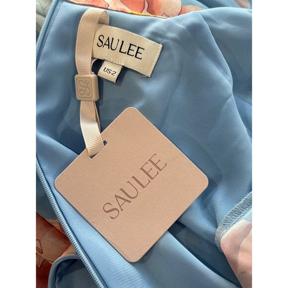 SAU LEE Sylvie Dress in Blue Multi 2 New Womens Floral Gown Long Maxi - Picture 8 of 12